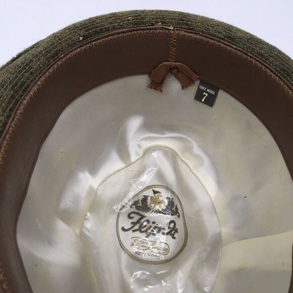Vintage Fifth Avenue New York Flip It Wool Tweed Fedora Trilby Hat Brown Sz 7 - Picture 6 of 12